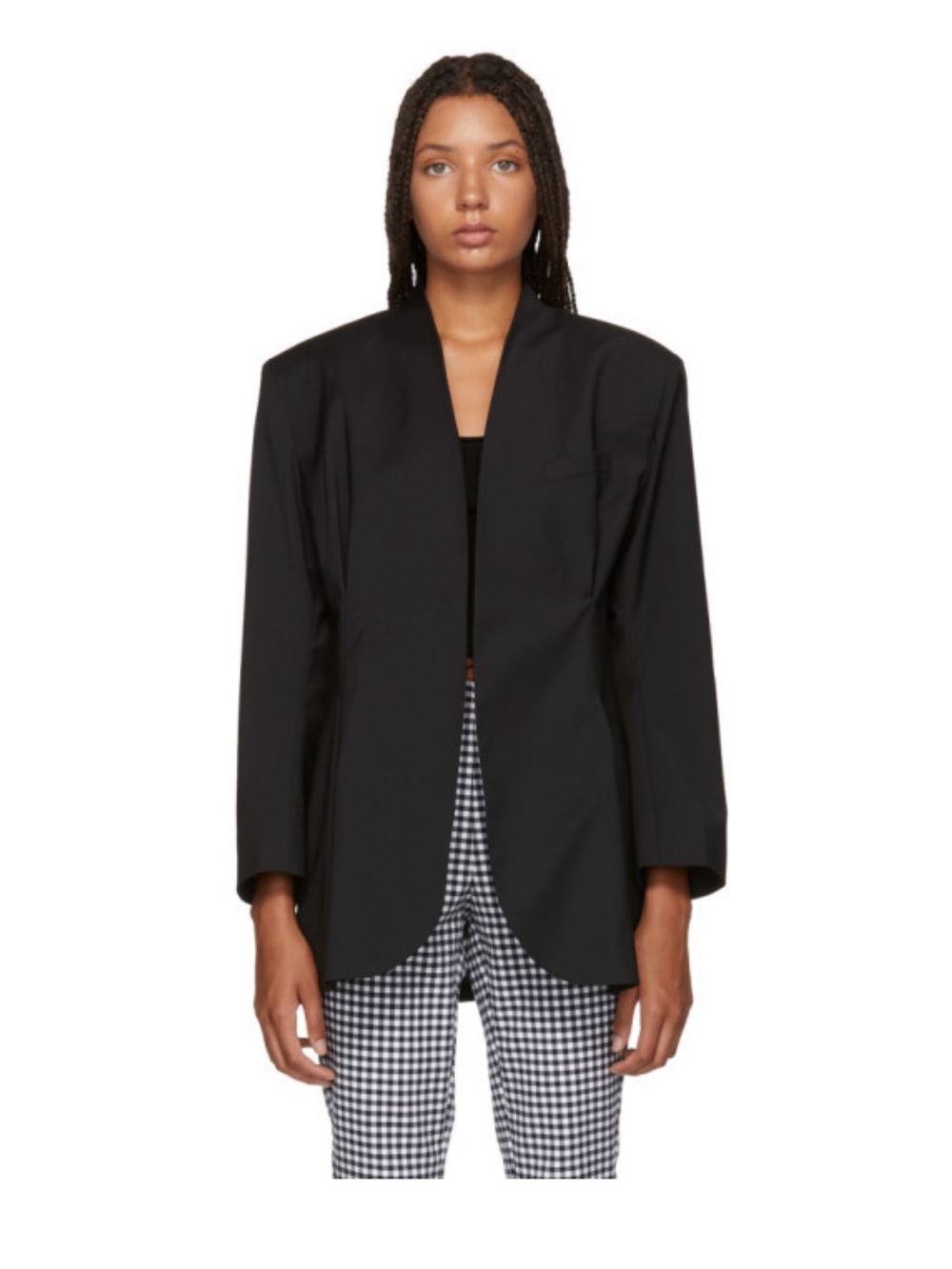TOTEME MONTEREY BLACK COLLARLESS BLAZER SIZE XS RELAXED FIT